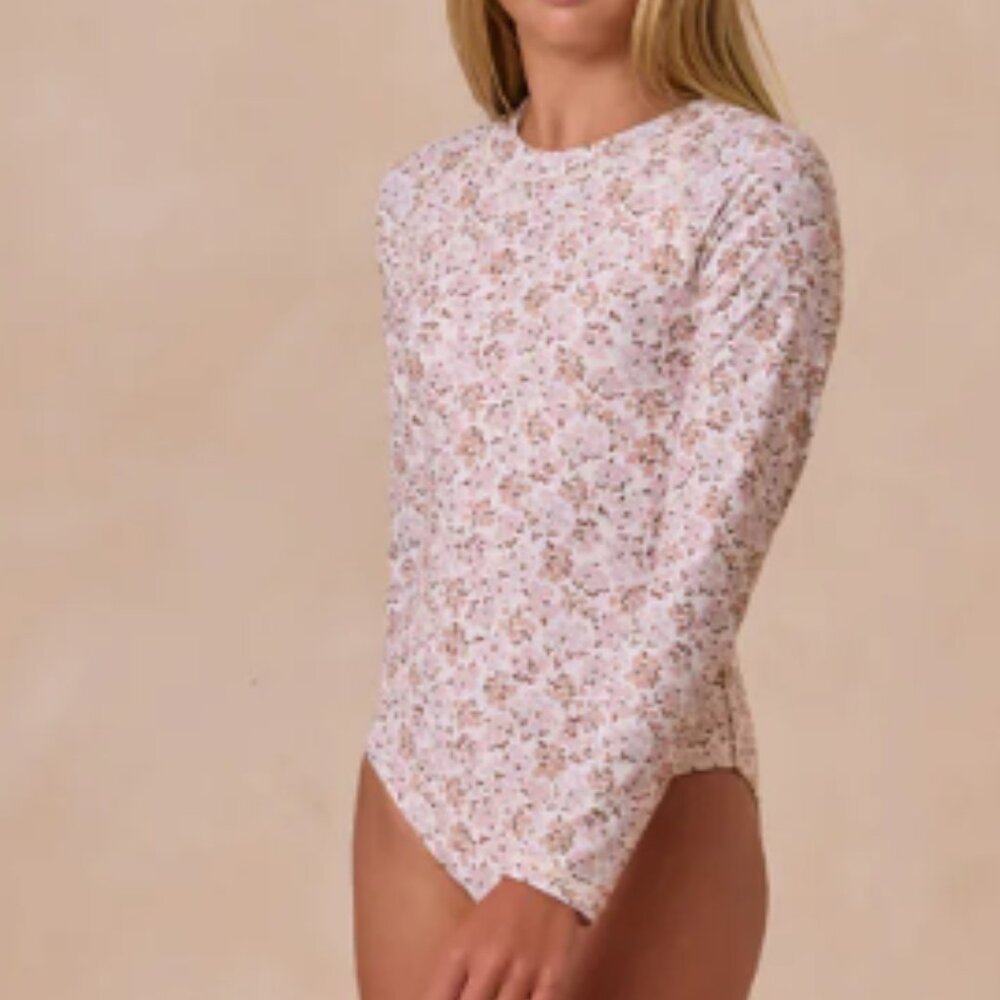 Rylee + Cru - Tween Delphine Rashguard One-Piece - Wildflower Size 16